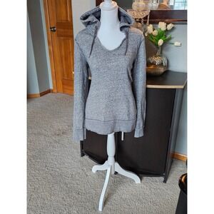 H&M L.O.G.G. Gray Marled Side Zip Hoodie Women S Distressed Raw Edge Y2K